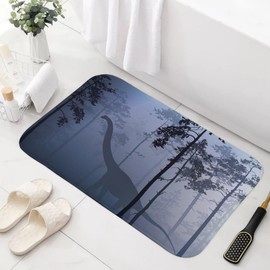 Sanzugh Dinosaur Bath Mat Rug for Bathroom, Jurassic Raptor Animals Dino Kids Boys Men Grey and Blue Bathroom Floor Rugs Mats Non Slip Kitchen Indoor Decor Decoration Accessories 17X29 Inches