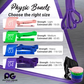 Physix Pull Up Assistance Bands - Looped Resistance Bands, Workout Rubber Bands for Exercise HIIT Muscle Toning Stretching Powerlifting Physical Therapy Pilates Yoga (1 Purple Band, Extra Heavy)
