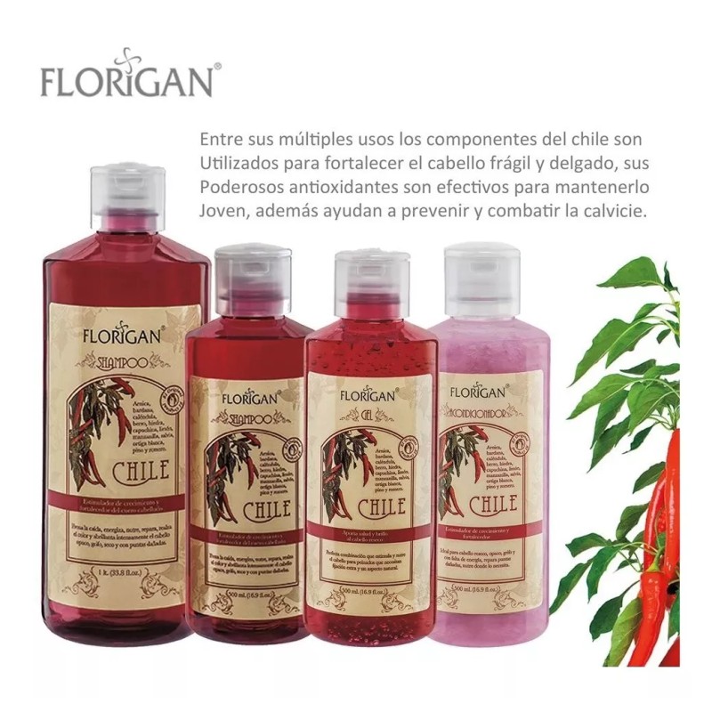 Florigan Shampoo 1lt. + Acondicionador 500ml. Chile Clasico Florigan