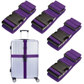 4 Pack Luggage Straps, 5CM*1.8M Adjustable Suitcase Straps, Keep Suitcase Secure Luggage Ties, Heavy Duty Travel Accessories Bag Straps, Quick-Release Strap for Business Trips Travel (PP)