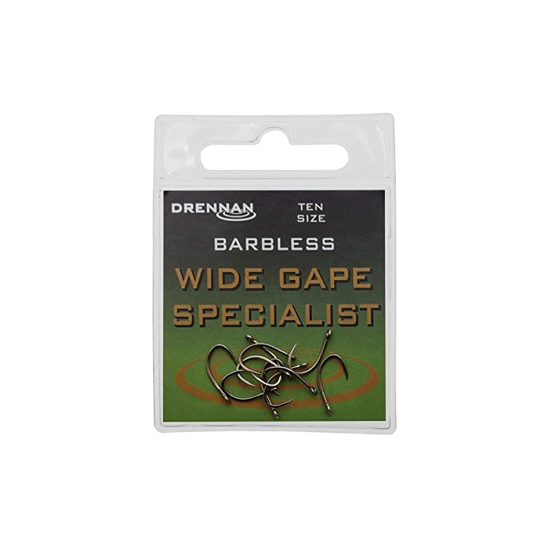 Drennan Wide Gape Specialist Barbless Hooks Size 10 Qty 10