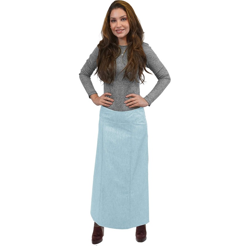 Baby'O Falda básica larga al tobillo elástica para mujer, Azul
