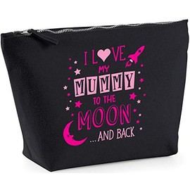 Hippowarehouse I Love My Mummy to the Moon and Back (Pink) printed make up cosmetic wash bag 18x19x9cm