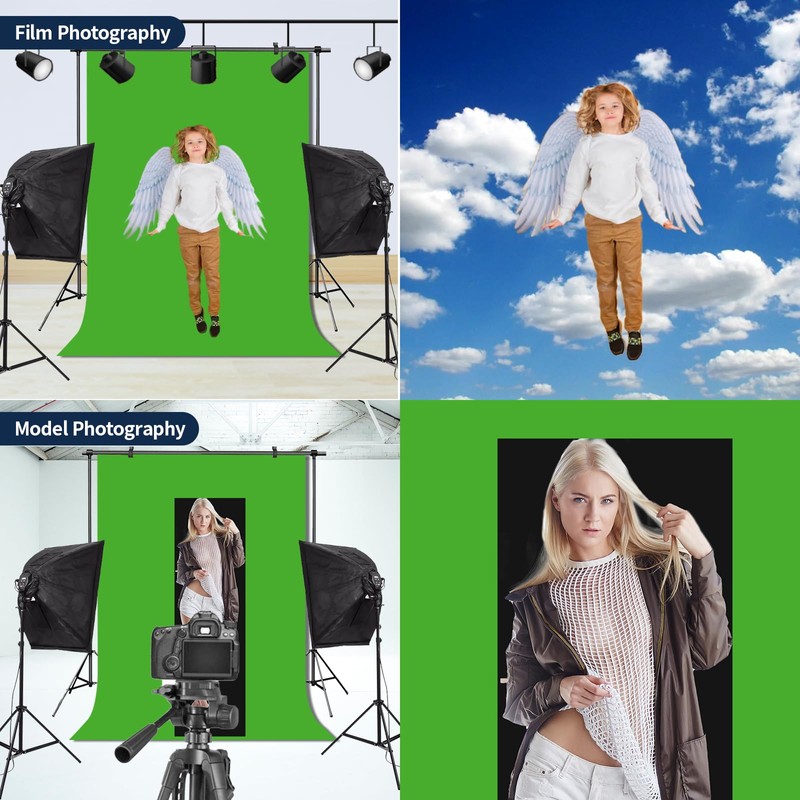Pksoiil Green Screen Backdrop，Chromakey Virtual GreenScreen Background Sheet，Fabric Wrinkle Resistance