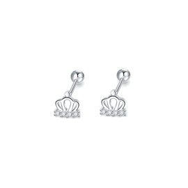 Viwind Children's Earrings 925 Sterling Silver Girls Earrings 5 mm Cute Earrings Zirconia Earrings Safety for Children Jewellery for Gift Helix Earrings, Sterling Silver