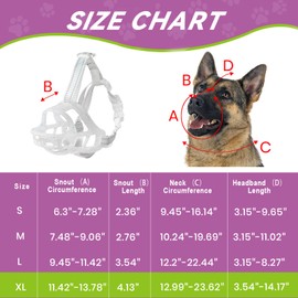 OKKIC Glow-in-The-Dark Dog Muzzle, Basket Muzzle for Small Medium Large Dogs,Anti-Biting Chewing, Lightweight Cage Design,Allows Drinking & Panting,for Grooming & Training(Transparent Size XL)