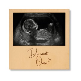 Milaboo® Holzrahmen zur Schwangerschaftsverkündung – Fotorahmen aus Naturholz mit Botschaft – Geschenk für werdende Großeltern, Tante oder Onkel (Du wirst Oma)
