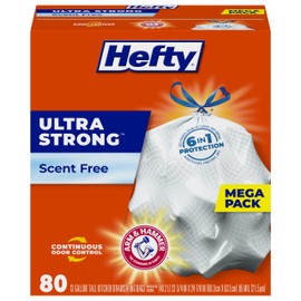Hefty Hefty Ultra Strong Tall Kitchen Trash Bags, Unscented, 13 Gallon, (80 Count)