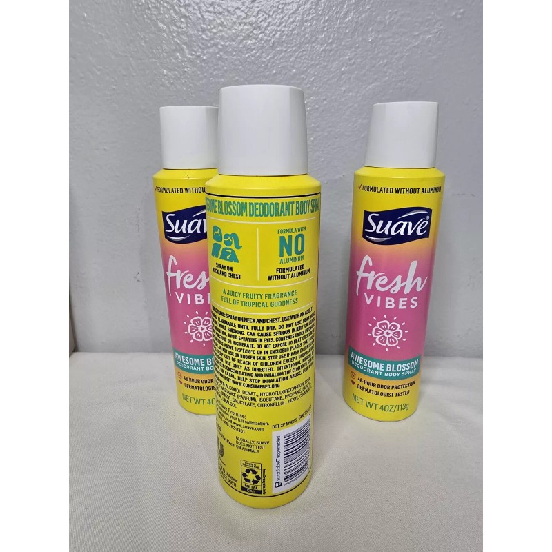 Suave 3X Suave Fresh Vibes Deodorant Body Spray Awesome Blossom