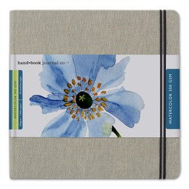 Handbook Journal Co. Artist Watercolor Sketchbook Journal, Square 8.25 x 8.25 Inches, 140lb / 300 GSM, Hardcover w/Pocket