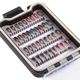 Bassdash Fly Fishing Flies Kit Fly Assortment with Fly Box with Dry/Wet Flies, Nymphs, Streamers