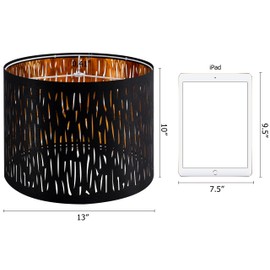 GOSO Black Lamp Shades Set of 2, Drum Lamp Shades with Etching Crystal Design,13 "Top x 13" Bottom x 10 "High", Lamp Shades for Table Lamps, Floor Lamp, Pendant Light, Easy Assembly Black Lamp Shades