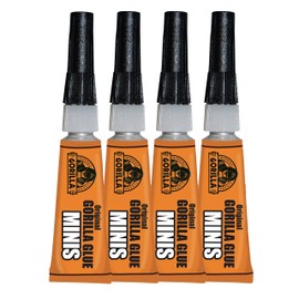 Gorilla Minis, Original Waterproof Polyurethane Glue, Four 3 gram Tubes, Brown, (Pack of 12)