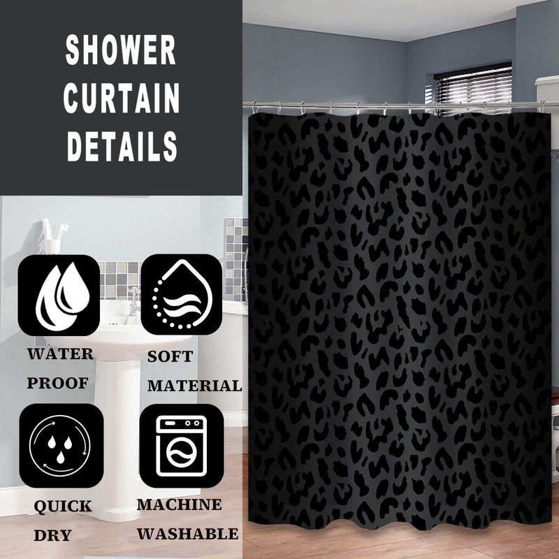 ZTTXL Shower Curtain (72" x 78"), Black Leopard Cheetah Print