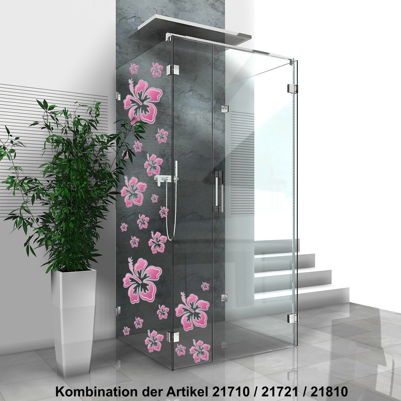carstyling XXL Hibiscus Flower Sticker 180 x 160 mm Pink/Silver