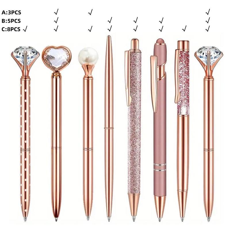 Glitter Ballpoint Pen Set, 1 Set Artificial Diamond Pen, Creative