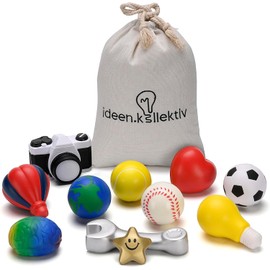 ideen.kollektiv Presentation Balls Set of 11: Diverse Designs for Coaching, Team Building and Creative Thinking with High Quality Cotton Bag
