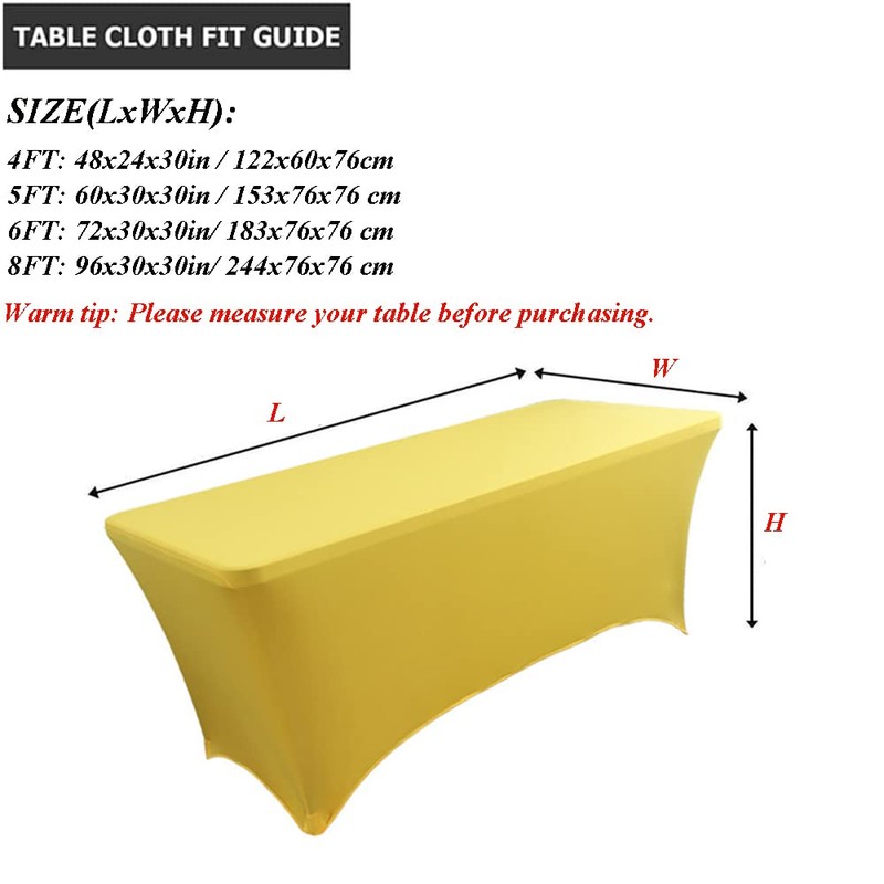 Skyour Stretch Spandex Tablecloth 4FT/5FT/6FT/8FT Foldable Rectangle Elastic Fitted Tablecloth