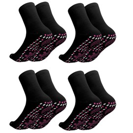 4 Pairs AFIZ Tourmaline Slimming Health Sock, Self Heating Socks, Magnetic Self-Heating Socks, VeinesHeal Hyperthermia Socks (4 Pair Black)