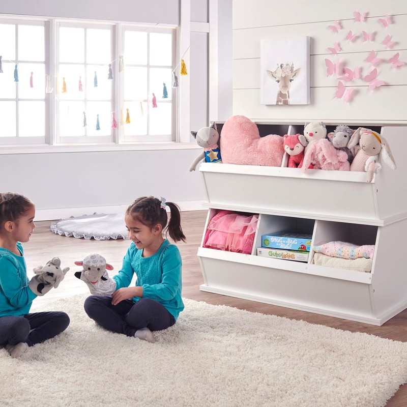 Badger Basket Two Bin Stackable Toy Storage Cubby Organizer -