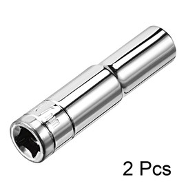 sourcing map 2 Pcs 1/4 Inch Drive 7mm 6-Point Deep Socket, Metric, Cr-V