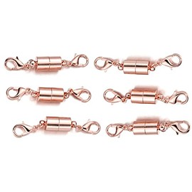 MAHAVIMOKSA 10pcs Magnetic Connector Clasp Closures Lobster Clasp for DIY Craft Jewelry Bracelet Necklace (6mm, Rose Gold)