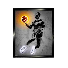 Cuadro Decorativo de Jugador de Baloncesto Michael/Jordann en Efecto Neón Naranja y Blanco | Arte Deportivo Moderno para Sala, Oficina o Habitación (5