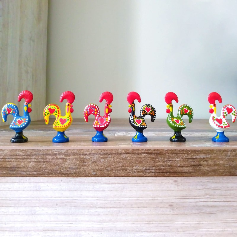 2 Inch Good Luck Portuguese Rooster Barcelos Metallic Figurine for
