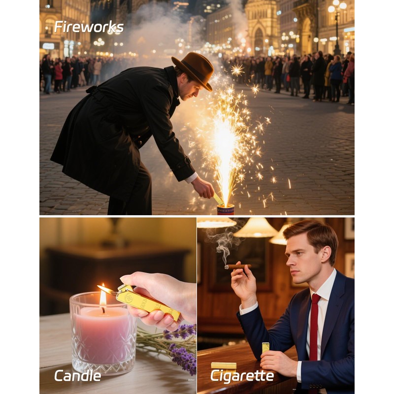 Gold Lighter with Cool Design, Refillable Butane Lighter, Portable &