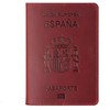 Porta pasaporte español, portadocumentos de piel vaca, tarjetero retro for