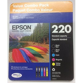 EPSON 220 Value Combo Pack ~ 2 Black, 1 Cyan, 1 Magenta, 1 Yellow Ink Cartridges