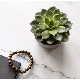 SIMPLÍ BASIC Natural 8MM Tiger Eye Brown Black Crystal Stone Healing Bracelet for Women and Men with Attractive Gift Box & Velvet Pouch