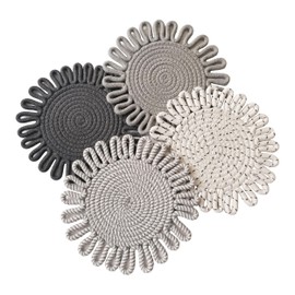 JPCRAFT 9.5 Inch Trivets for Hot Dishes, Hot Pots, Thick Heat-Resistant Large Coaster, Hot Pads, Kitchen Essentials, 4 Pcs Pot Holders for Kitchen Countertop with Storage Basket (Multi Grey)