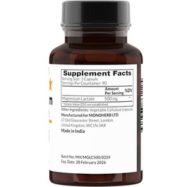 Lactato de Magnesio 500 mg - 90 Cápsula Vegetariana