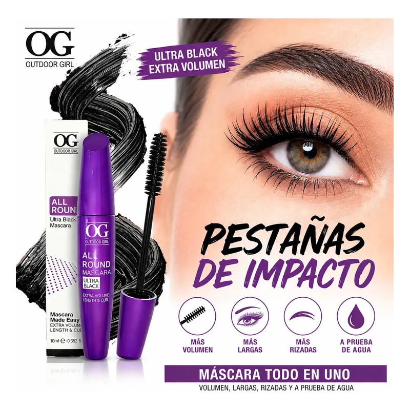Rimel Waterproof Microfibras Color Negro Volumen