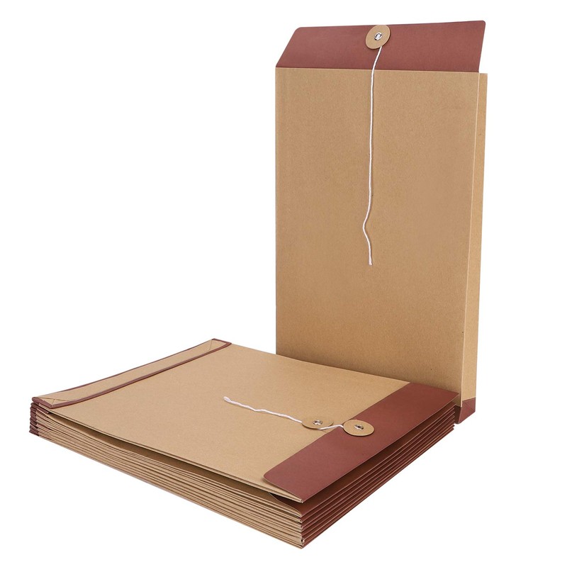10Pcs A4 Large Kraft File Folder Foolscap Brown Gussetted Envelope