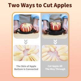 OOKUU Apple Slicer and Corer, [Large Size] 16-Blade Heavy Duty Apple Cutter with Base, [Upgraded] Cut Apples All The Way Through, Stainless Steel Ultra-Sharp Blade
