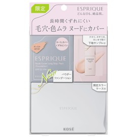Esprique Foundation Nude Cover Long Stay Pact Sponge + Dedicated Case + Makeup Base 0.02 oz (0.6 g), Limited Set, 0.3 oz (9 g), Secure Coverage, Pores, Color Unevenness, Skin Feeling 410 Ochre
