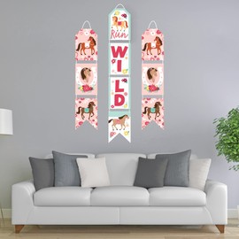 Big Dot of Happiness Run Wild Horses - Hanging Vertical Paper Door Banners - Pony Birthday Party Wall Decoration Kit - Indoor Door Decor