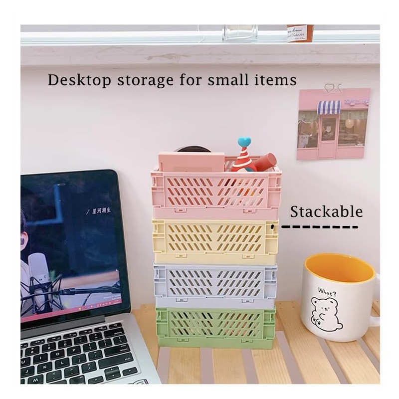 Pack of 6 Small Plastic Folding Boxes, 15 x 10