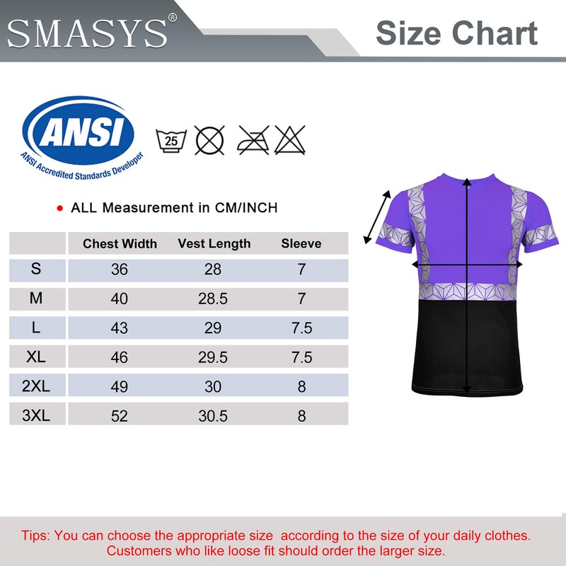 SMASYS Work Safety T Shirts, High Visibility Reflective T-Shirt, Hi-Vis