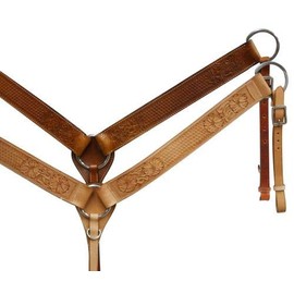 Showman Leather Breast Collar w/Floral & Basketweave Tooling (Medium)