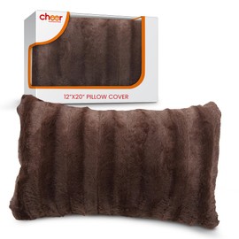 Cheer Collection Faux Fur Throw Pillow Cover - Fluffy Pillow Cover, Soft Pillow Case for Throw Pillows for Couch, Cozy Faux Fur Pillow Cover for Accent Pillows, 12x20 Pillow Cover - Choco, Pack of 1