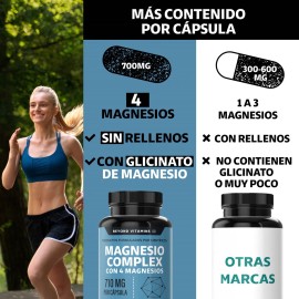Beyond Vitamins Magnesio Complex Citrato Polvo Glicinato Gluconato Óxido Vitaminas Mujer Hombre Magnesium 180 Cápsulas