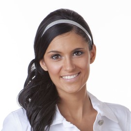 Hipsy Women's NON SLIP Skinny Smooth Glitter Hair Headbands 2pk (Silver & Purple)