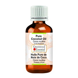 Greenwood Essential Organic Natural Virgin Coconut Oil (Cocos nucifera) 100% Natural Therapeutic Grade Cold Pressed for Personal Care 100ml (3.38 oz)