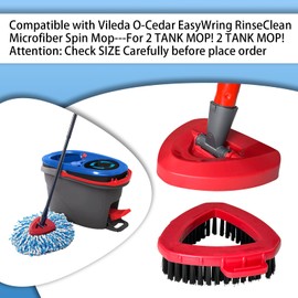 1 Pack Scrub Brush Head with 1 Pack Mop Base Compatible with Vileda O Cedar EasyWring 2-Tank Spin Mop System, Only for 2 Tank, Not for 1 Tank