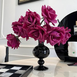 VTOBON Schwarze Glasvase Deko, Nordischen Stil Glasvase, Ins Style dekorative Vase für Hochzeiten Blumen Pflanzen Dekorieren Arrangements Büro oder Wohnzimmer Home Décor 8.7 Zoll