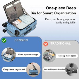 CENSIEN Carry On Luggage with Spinner Wheels, 20 Inch Airline Approved Suitcase, Lightweight ABS+PC Hard Shell Suitcases with Aluminum Frame, Top Opening, TSA Lock (Blue, 1 PC)