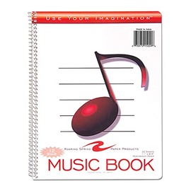 Roaring Spring Music Wire Bound Notebook, 12 Staves of Music Lines, 11" x 8.5", 32 Sheets Heavyweight Smooth White Paper